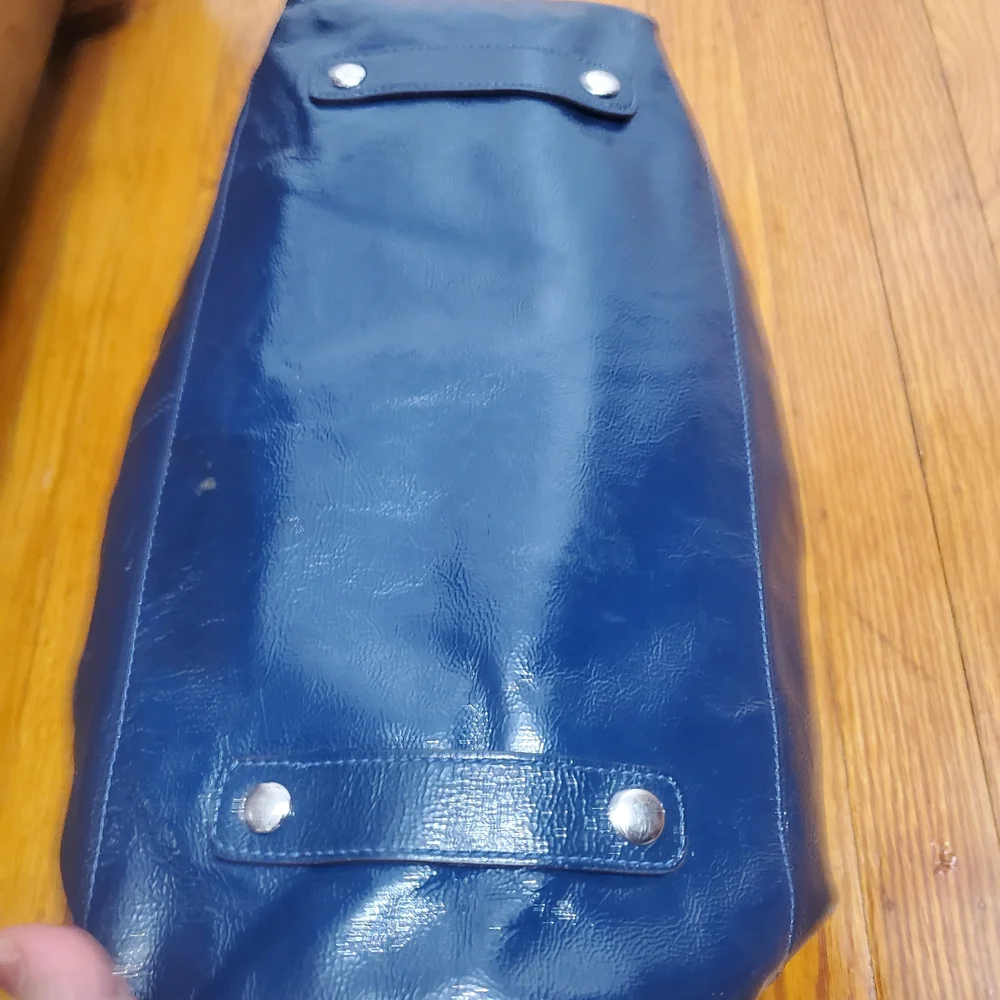 Coach Glosy Dark Blue Leather Handle,shoulder bag. - Picture 7 of 16